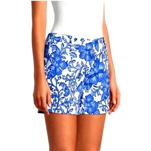 Vineyard Vines Morada Shorts Blue White Hibiscus Floral Summer Sz 6 NWT